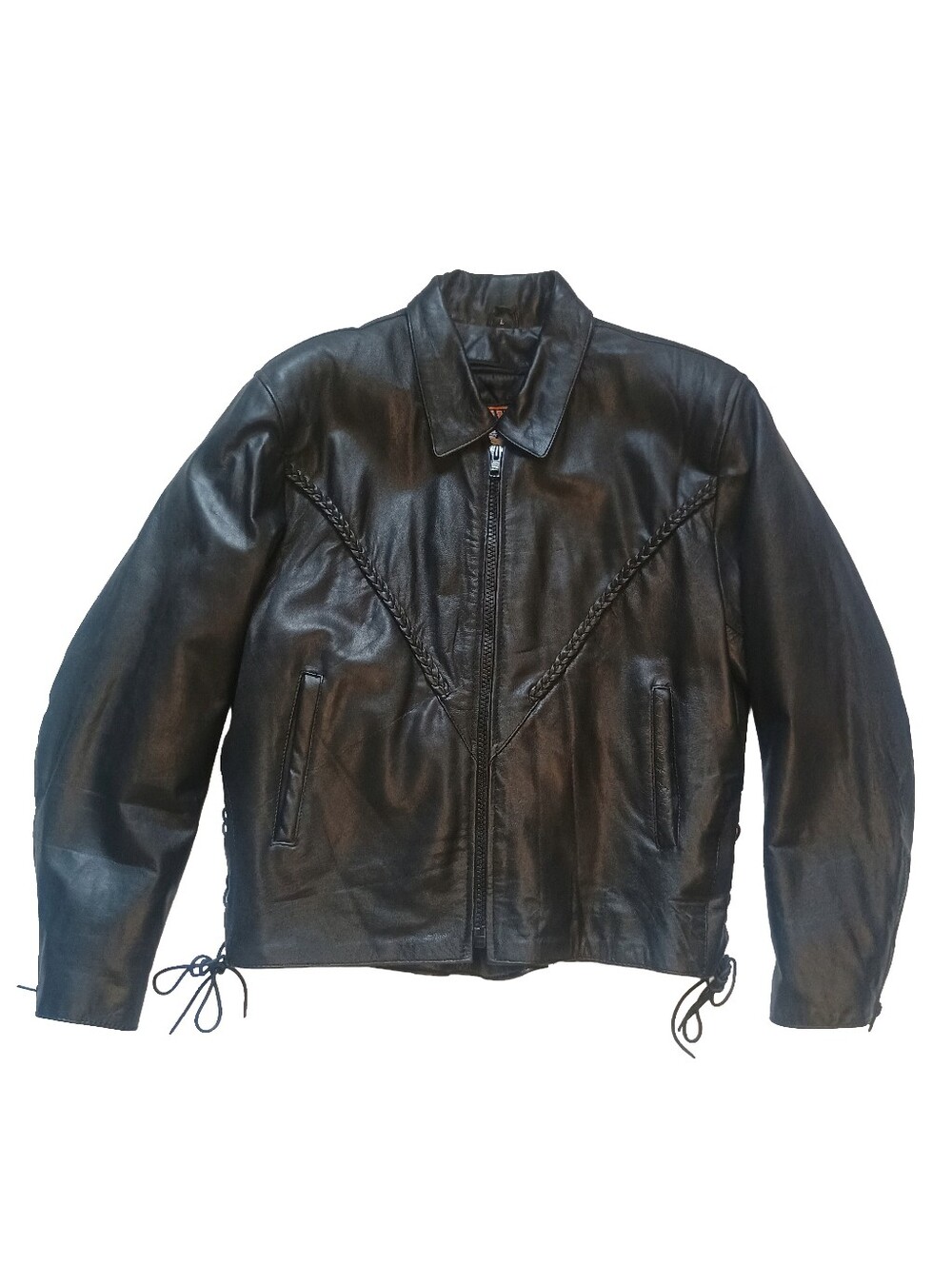 Silver Bike Vintage Black Leather Women's Jacket  Braided Accent Size: L